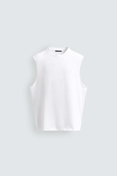 CAMISETA TANK PUNTO ALGODÓN - Blanco de Zara