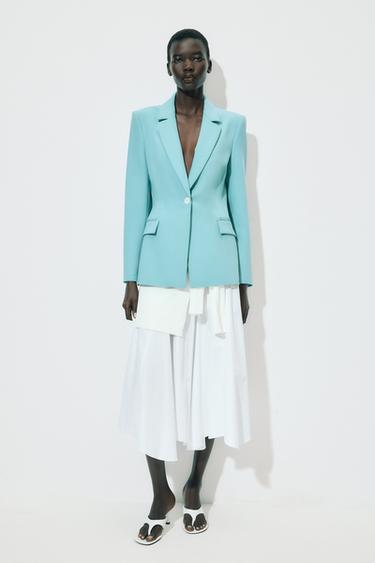 TAILORED BLAZER WITH BUTTON - Turquoise by Zara - Image 0