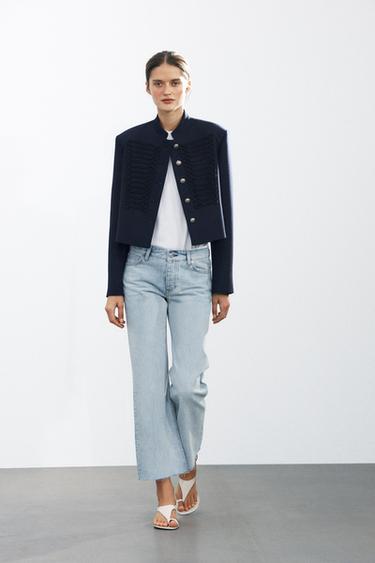 ZW COLLECTION LOW-RISE CROPPED FLARE JEANS - Blue by Zara