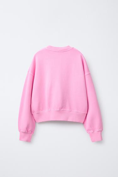 SWEATSHIRT WITH SLOGAN PRINT - Neon pink by Zara - Image 1