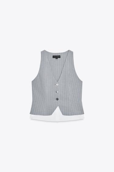 STRIPED CONTRAST TOP - Ecru / Marl by Zara - Image 0