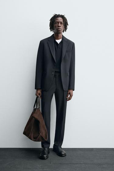 Zara LACİVERT - %100 YÜN TAKIM PANTOLONU