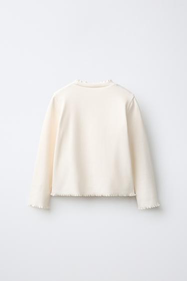 EMBROIDERED RIBBED T-SHIRT — Ecru 2