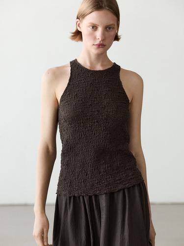 Zara Textured halter top - Brown