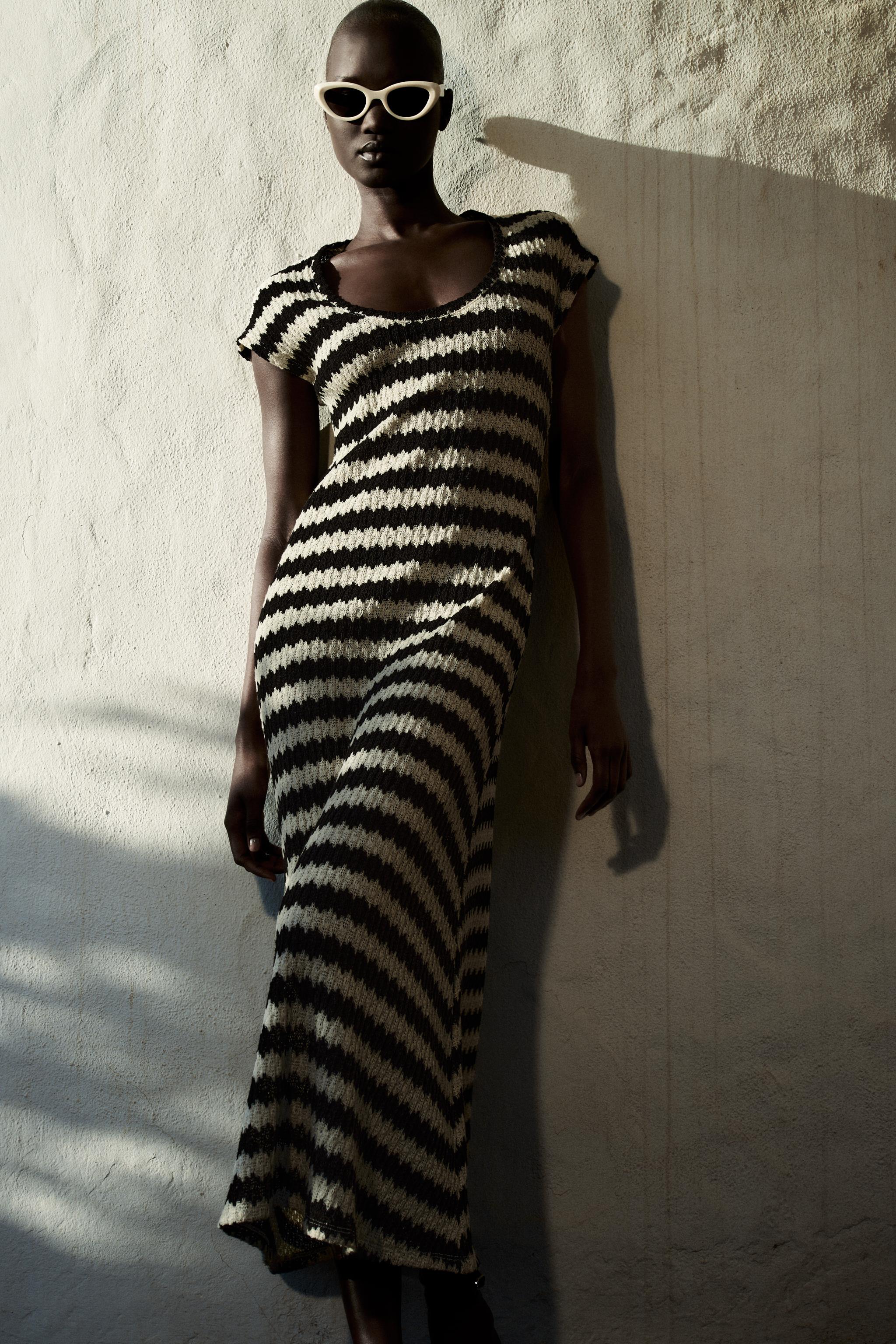 Zara striped hot sale maxi dress