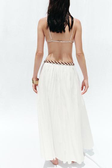 BRAIDED BELT MIDI SKIRT - White by Zara - Image 6