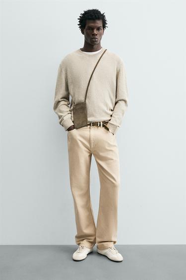 LEATHER CROSSBODY BAG - Khaki Green by Zara - Image 0