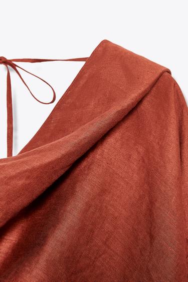100% LINEN BLOUSE ZW COLLECTION - Brick by Zara - Image 7