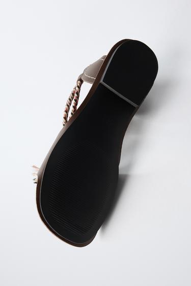 SANDALES EN CUIR BRODÉES - Marron de Zara - Image 6