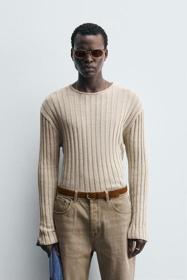 LIGHTWEIGHT RIBBED SWEATER - Beige by Zara