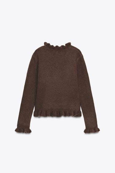 PULL EN MAILLE À VOLANTS - Marron de Zara - Image 4