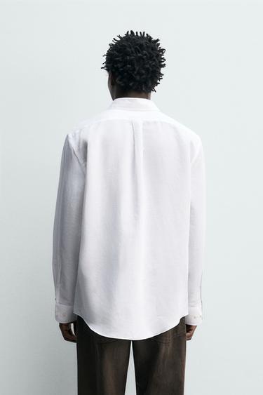 CHEMISE REGULAR FIT COTON-LIN - Blanc de Zara - Image 2