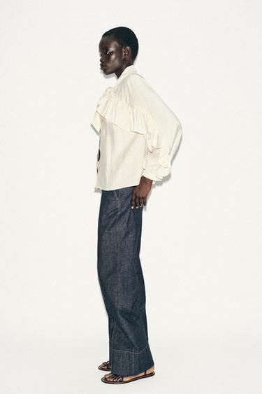 RUFFLED BLOUSE WITH BOW - Ecru de Zara - Image 3