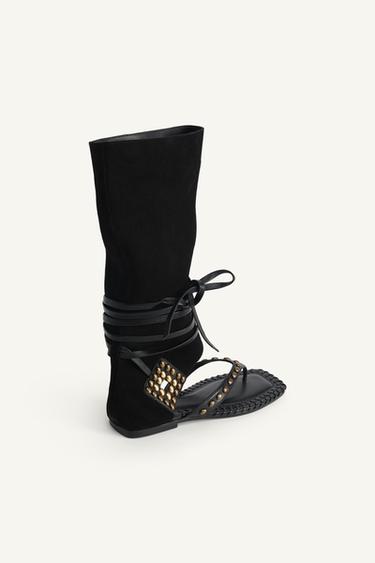 SANDALES HAUTES EN CUIR ÉDITION LIMITÉE - Noir de Zara - Image 7