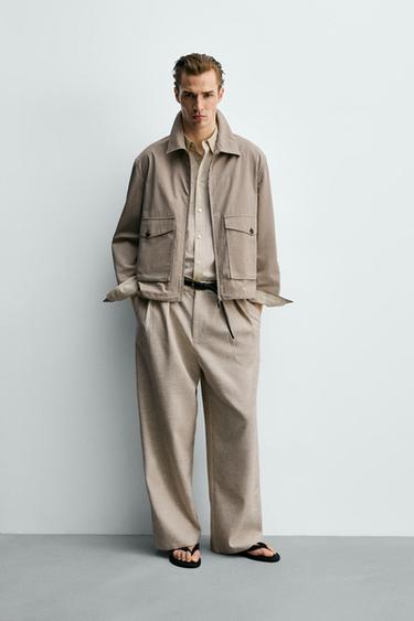 RELAXED FIT KOCKÁS TEXTURÁLT DZSEKI – Bézs a ZARA-tól