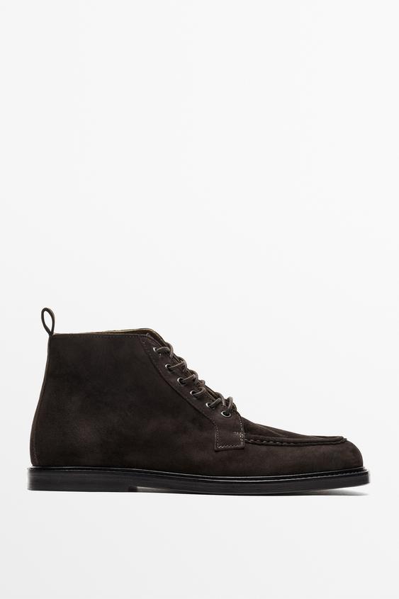 Zara Soft suede ankle boot - Brown - Image 0