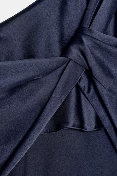 ASYMMETRIC SATIN MIDI DRESS - Navy blue by Zara - Image 7