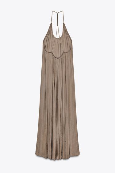 ROBE LONGUE SATINÉE ZW COLLECTION - Vison de Zara - Image 6