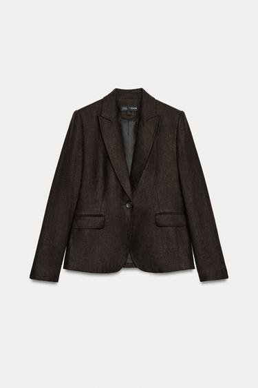 BLAZER BÁSICA CON LINO - Chocolate de Zara - Imagen 0