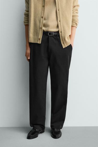 Zara 直筒休閒長褲 - 黑色