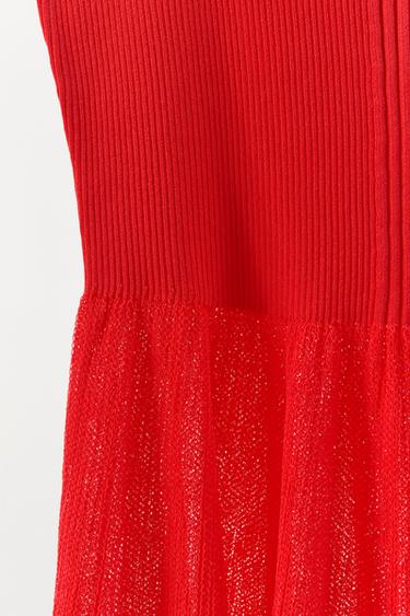 CONTRAST RIB KNIT TOP WITH RUFFLES - Red by Zara - Image 4