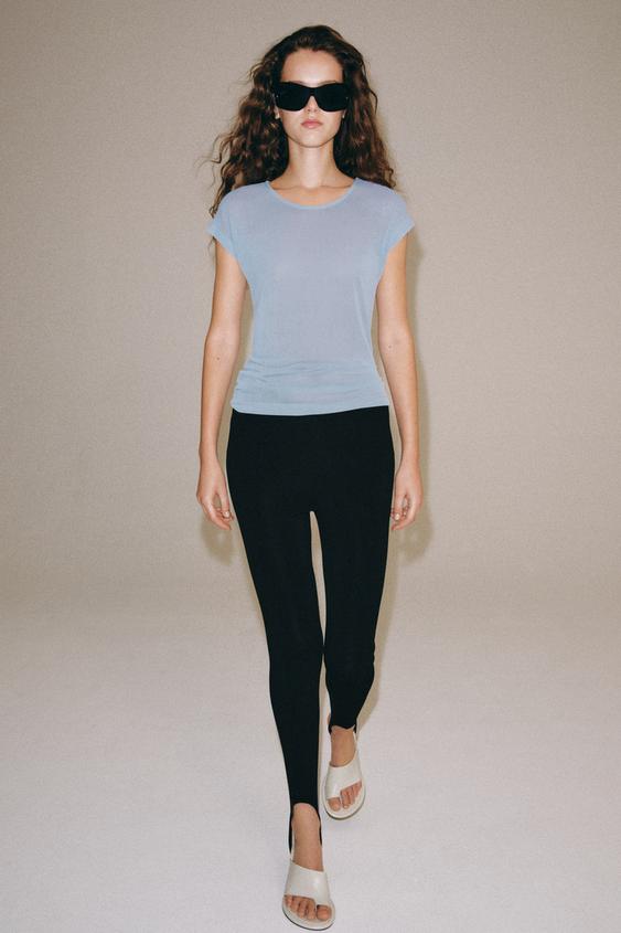 Zara SEMI-SHEER T-SHIRT - Light blue - Image 0