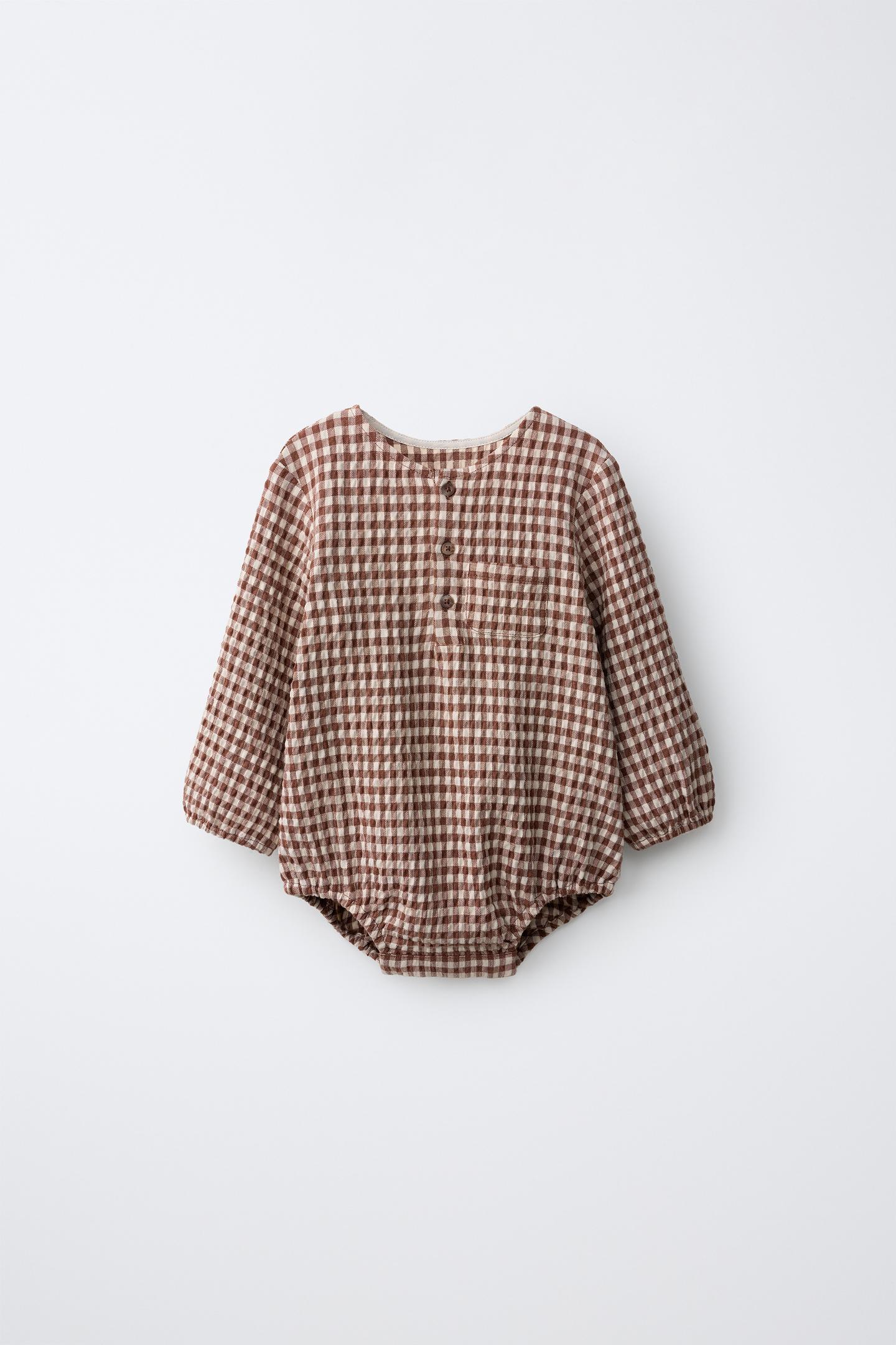 Боди Gingham Texture для детей — Zara, цвет: Коричневый