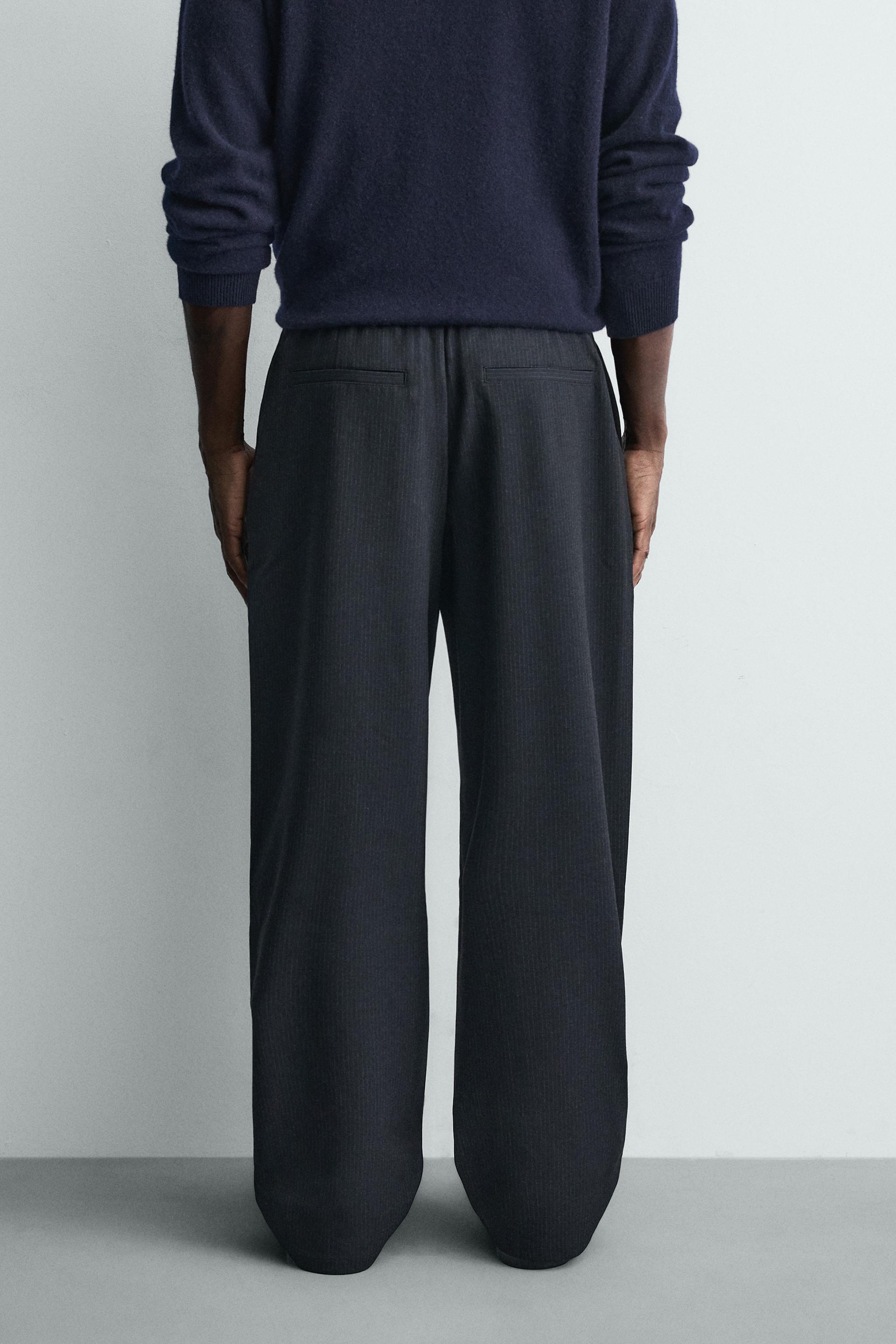RELAXED FIT PINSTRIPE PANTS