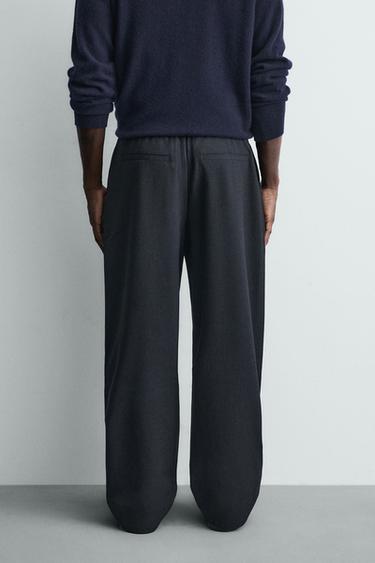 RELAXED FIT PINSTRIPE TROUSERS - Navy blue by Zara - Image 2