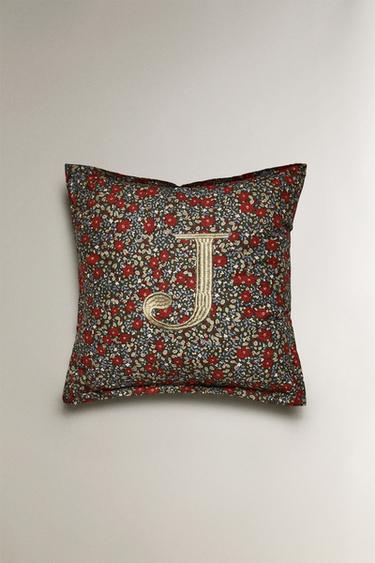 FLORAL CHRISTMAS LETTER 'J' CUSHION - Multicoloured by Zara - Image 0