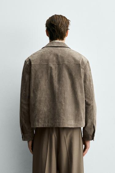 SURCHEMISE COURTE EN CUIR FAÇON DAIM - Vison de Zara - Image 2