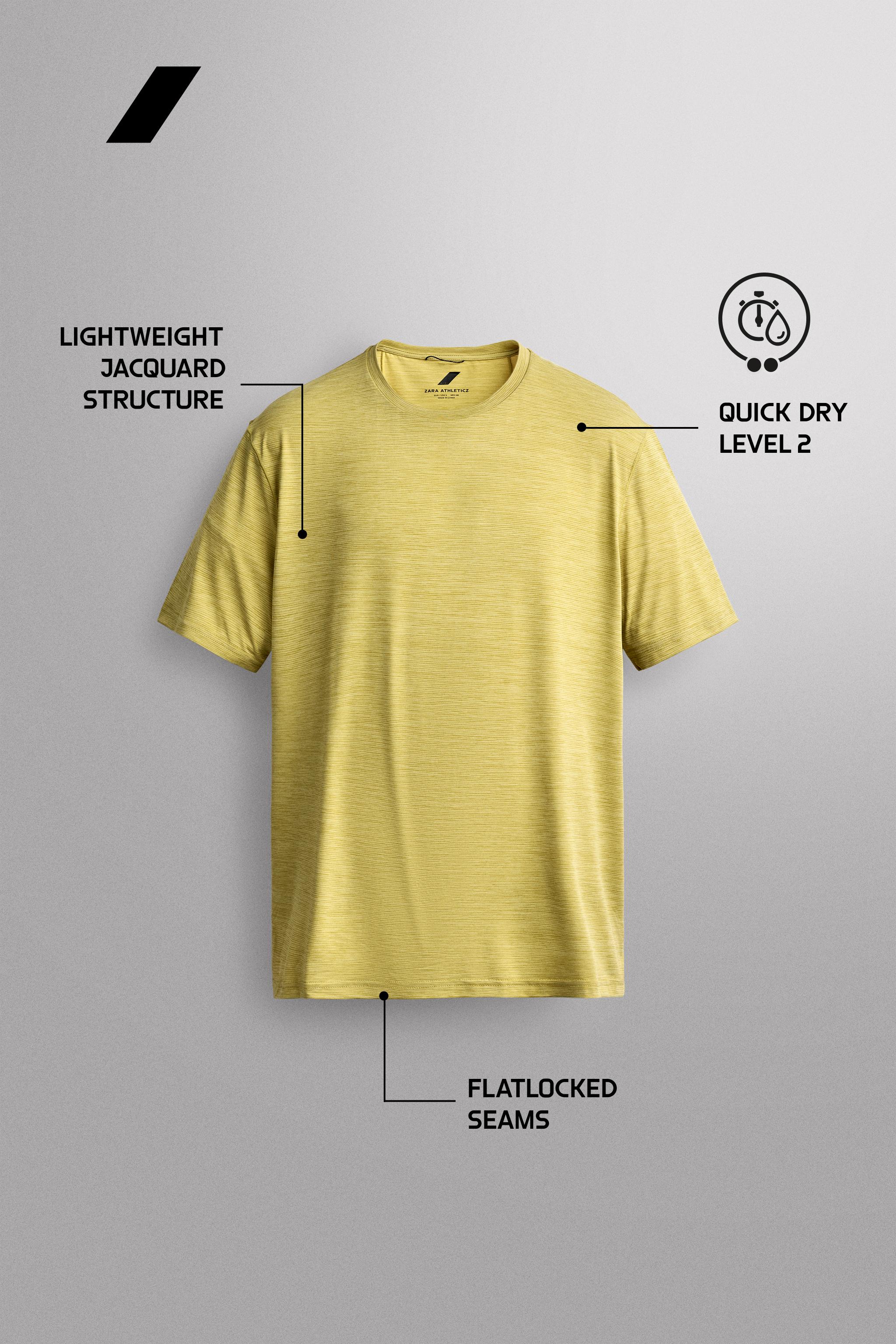 STRIPED TECHNICAL JACQUARD T-SHIRT - Yellow | ZARA Canada