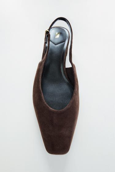 Zara SUEDE SLINGBACKS - Brown