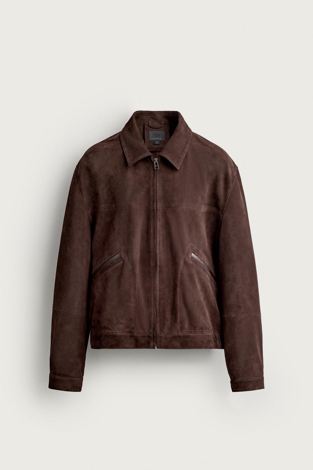 RELAXED FIT SUEDE FINISH LEATHER JACKET