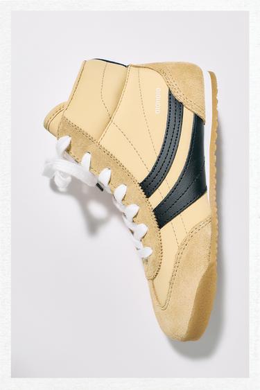 Zara BOXING HIGH-TOP SNEAKERS - Sandy Brown
