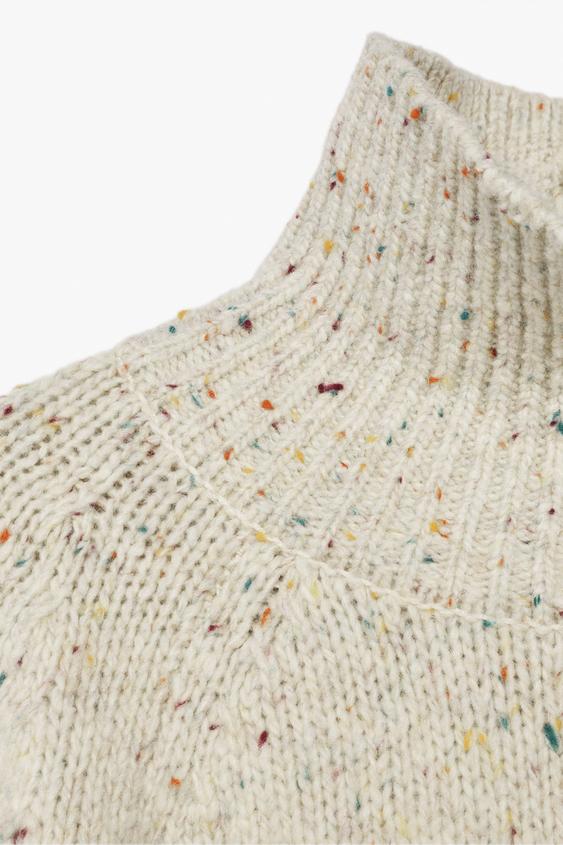 PULL 100 % LAINE COL MONTANT - Écru moyen de Zara - Image 4