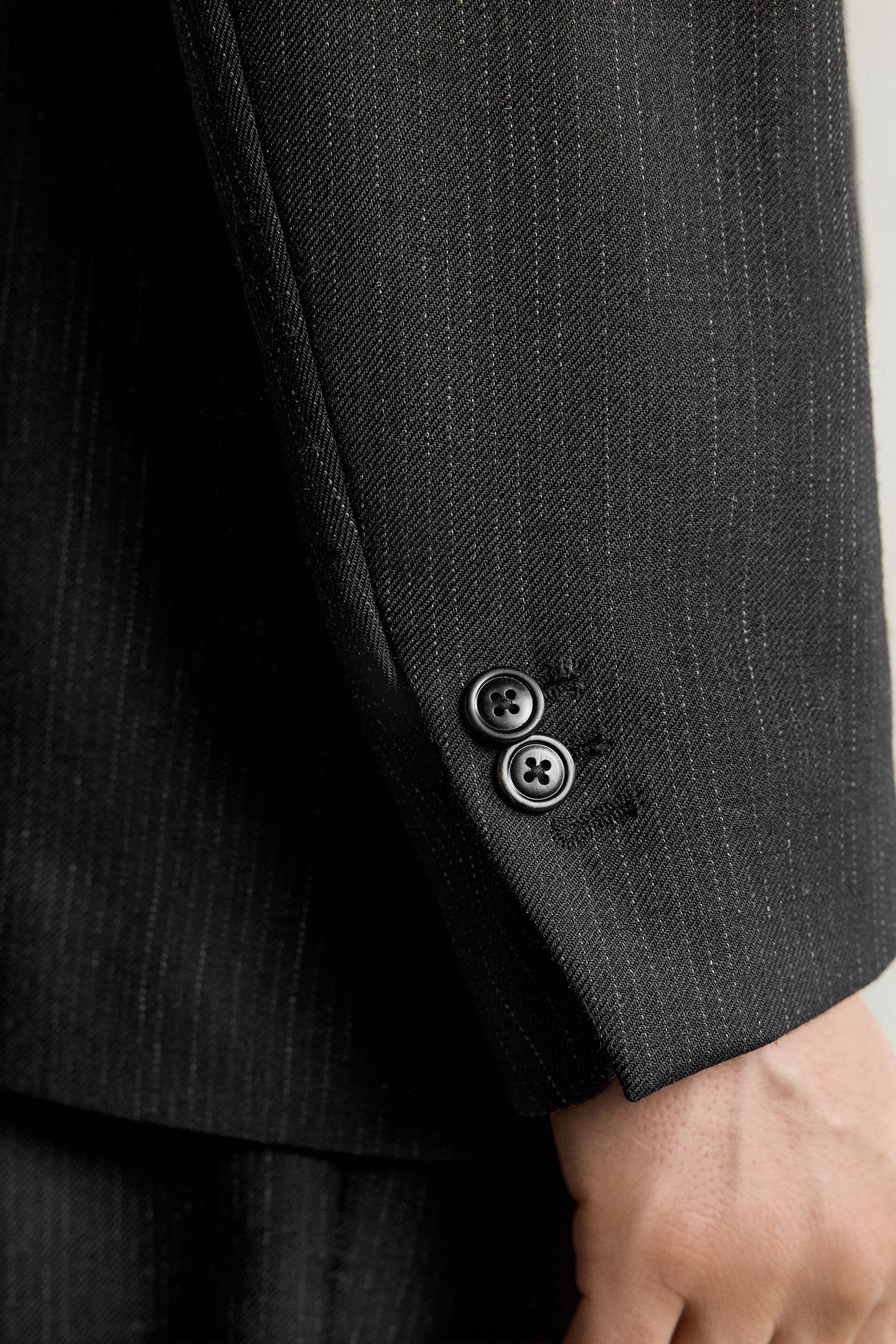 Мужской пиджак Zara 100% Wool Striped Suit Blazer Manteco®, цвет: Антрацитовый серый — фото 8
