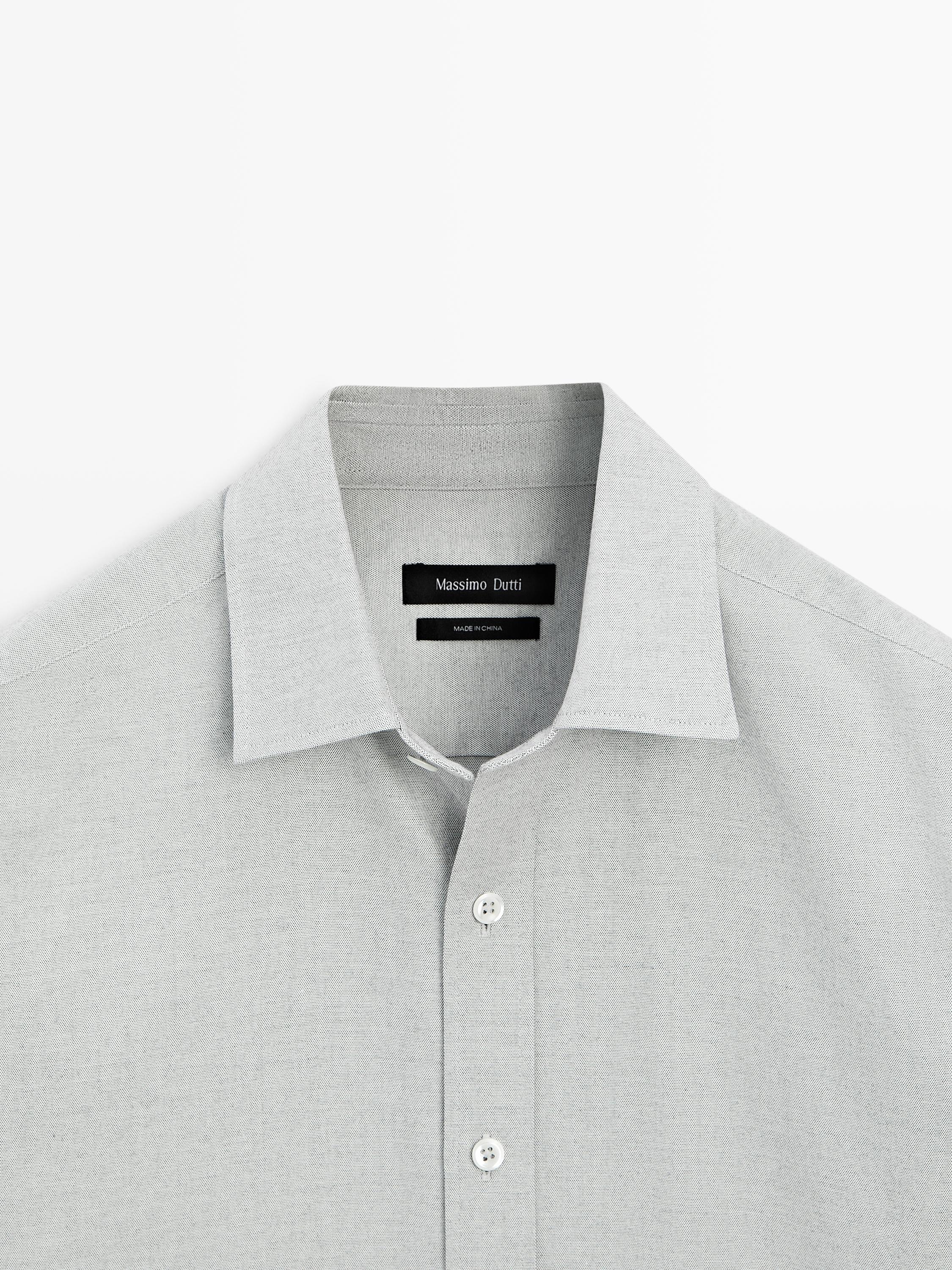 Regular fit cotton blend shirt