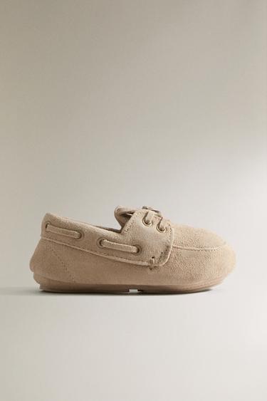 KIDS' LEATHER LOAFERS — Beige 2
