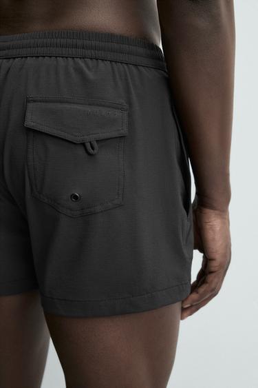 SHORT STRUCTURED SWIMMING TRUNKS - Black by Zara - Image 5