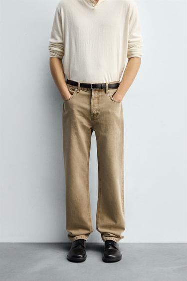 Zara RELAXED FIT JEANS - taupe brown