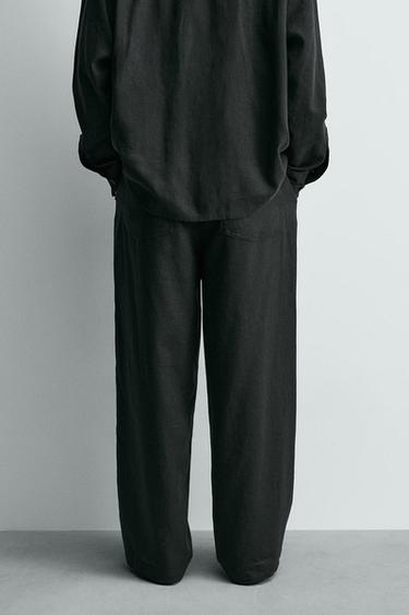 PANTALON RELAXED FIT LIN - VISCOSE - Noir de Zara - Image 2