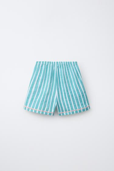 6-14 ANS/ PYJAMA CHEMISE À RAYURES ET FLEURS - Bleu / Blanc de Zara - Image 4