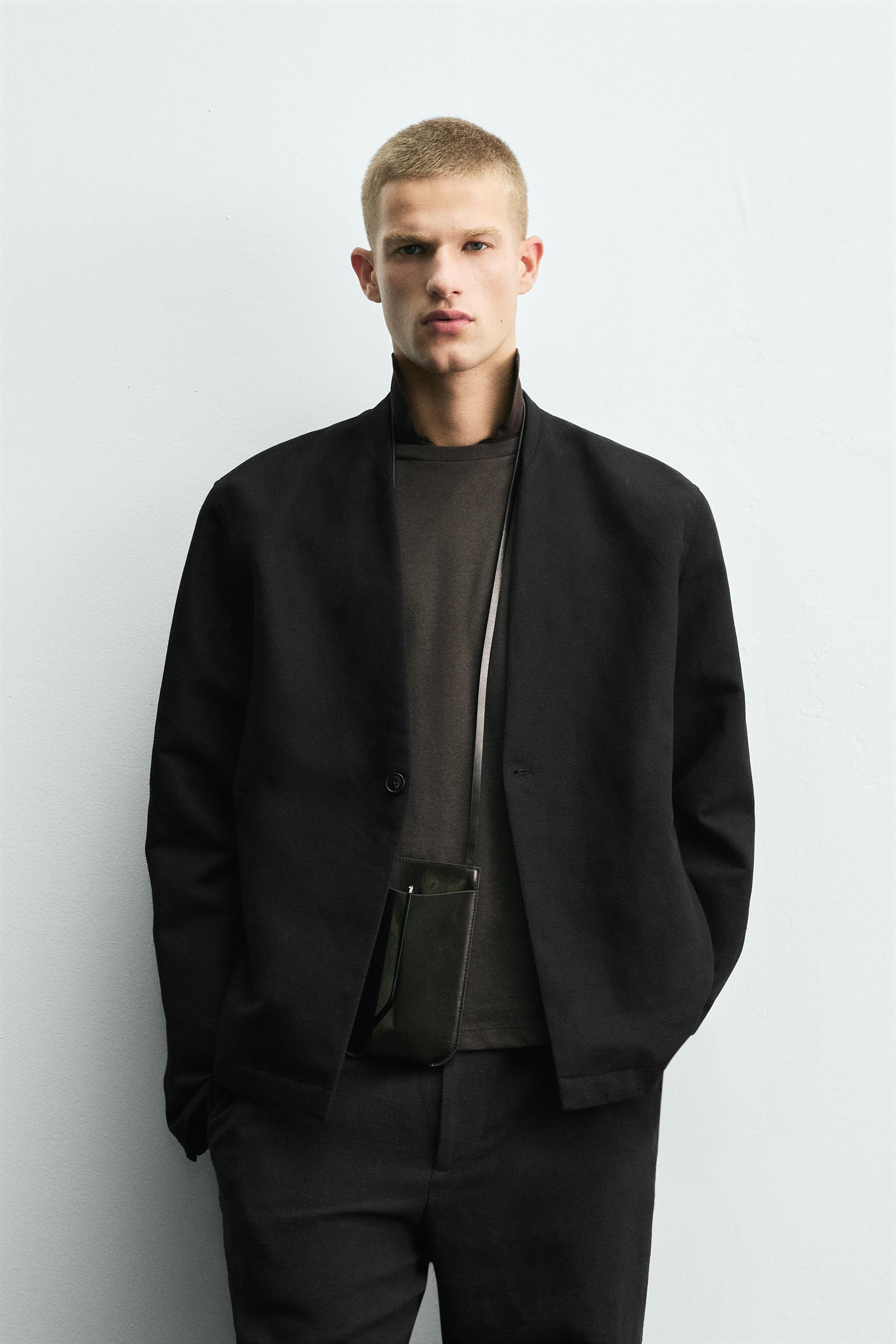 BLAZER TRAJE ALGODÓN LINO Negro ZARA España1