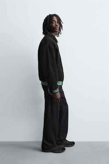 CORDUROY JACKET WITH EMBROIDERED PATCHES - Black by Zara - Image 3