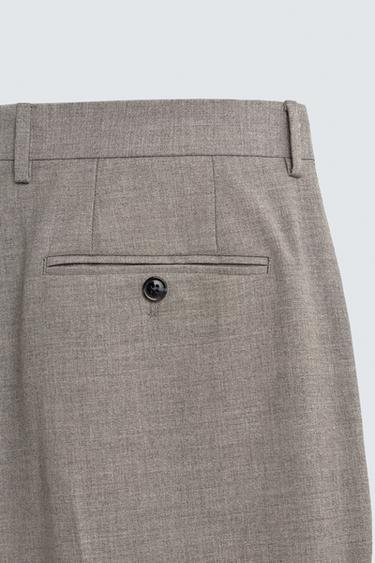 REGULAR FIT TEXTURED SUIT TROUSERS - Beige by Zara - Image 7