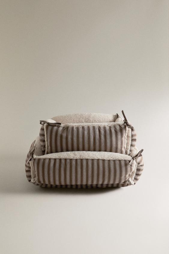 PANIER ANIMAUX DE COMPAGNIE RAYÉ ET MOUTON SYNTHÉTIQUE - Marron de Zara - Image 0