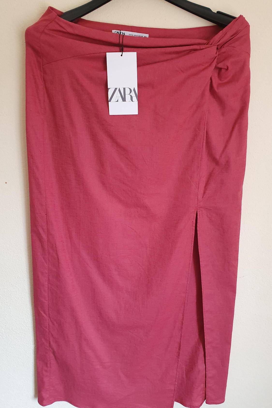LINEN BLEND KNOTTED MIDI SKIRT - Image 4