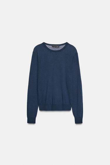 PULOVER IZ VOLNE IN IZJEMNO TANKE SVILE - Mornarsko modra od Zare