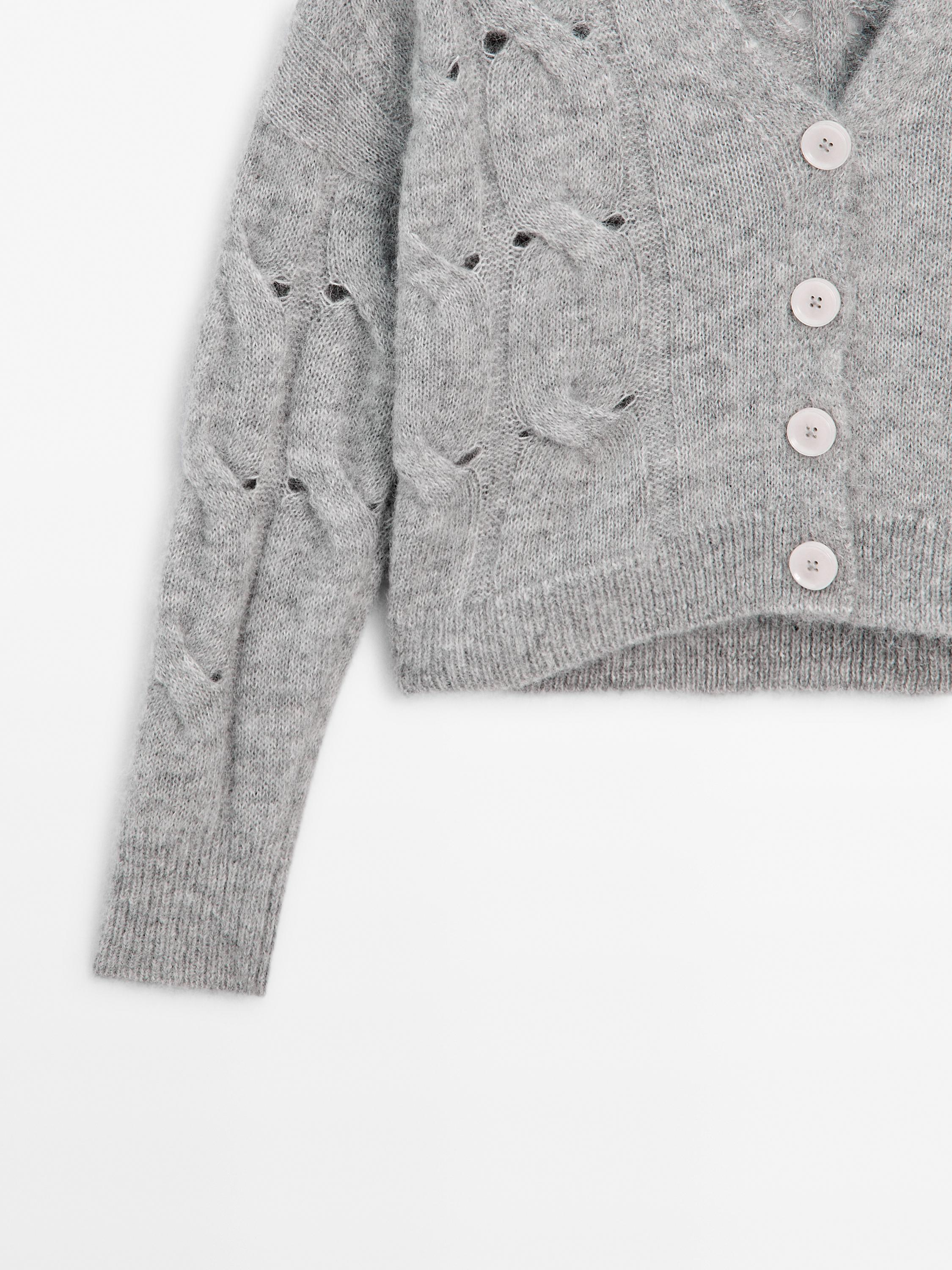 Cable-knit cardigan - Studio - Ecru